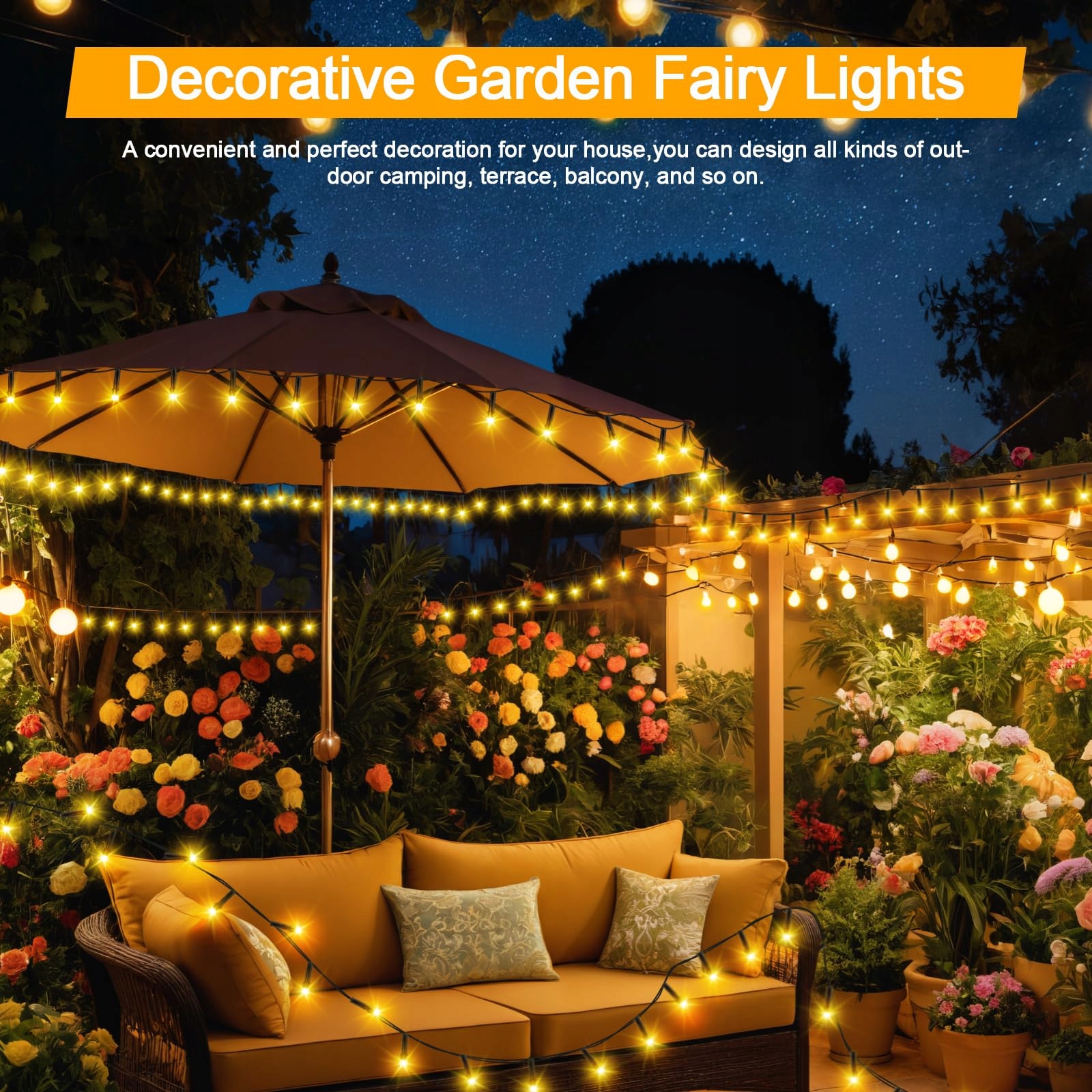 CSHARE Lampa Solarna 5M 50 LED IP65 do Ogrodu Tarasu — miniatura 7