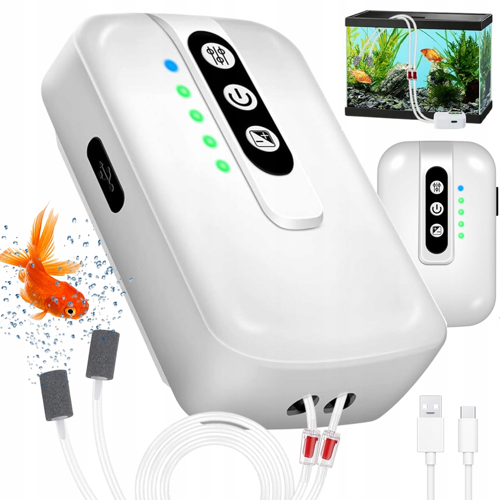 Levně Přenosný Provzdušňovač Vzduchová Pumpa Akvarijní Akvárium 180 L/h 2 Režimy