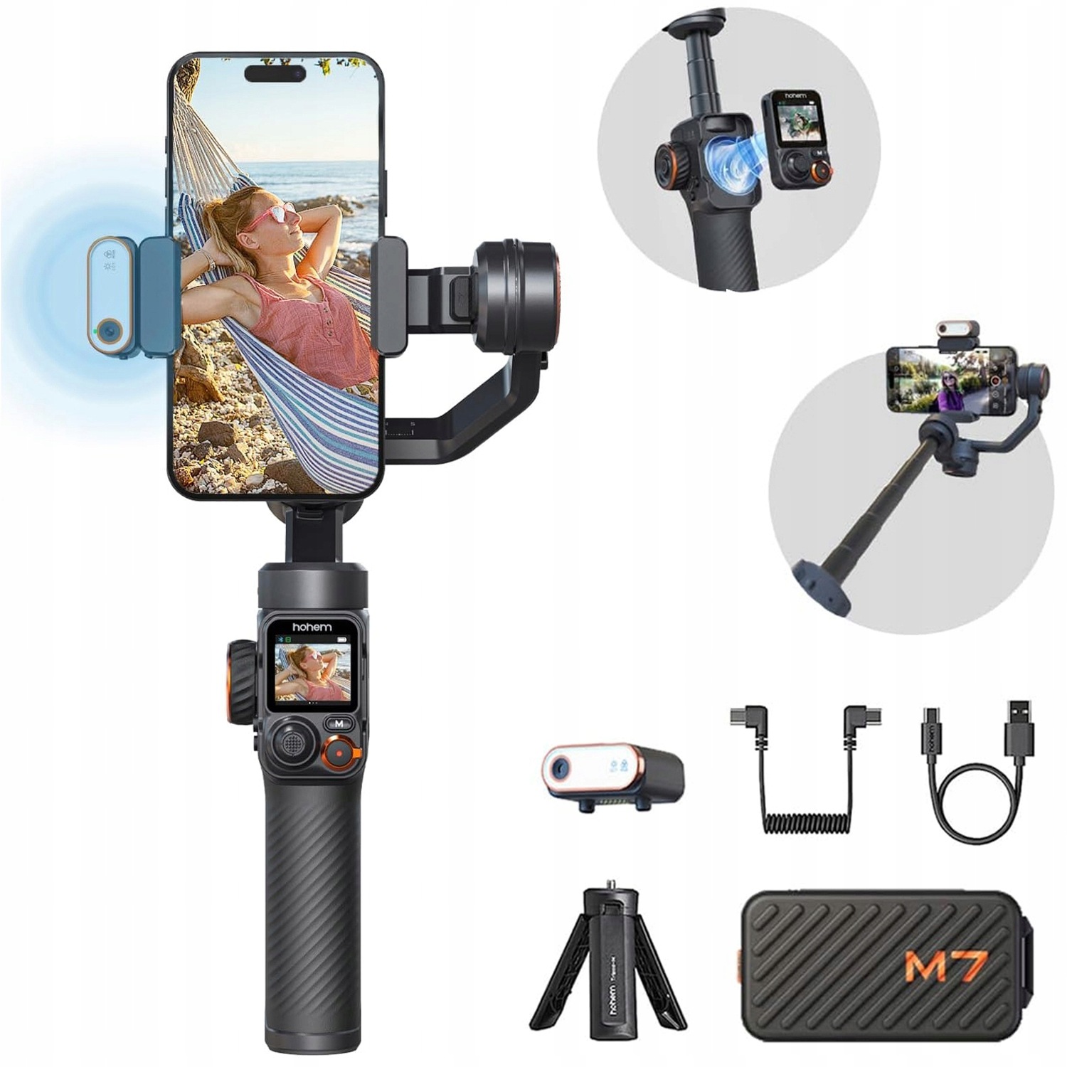 Gimbal stabilizator Hohem iSteady M7 Ai Tracker wysięgnik odpinany pilot