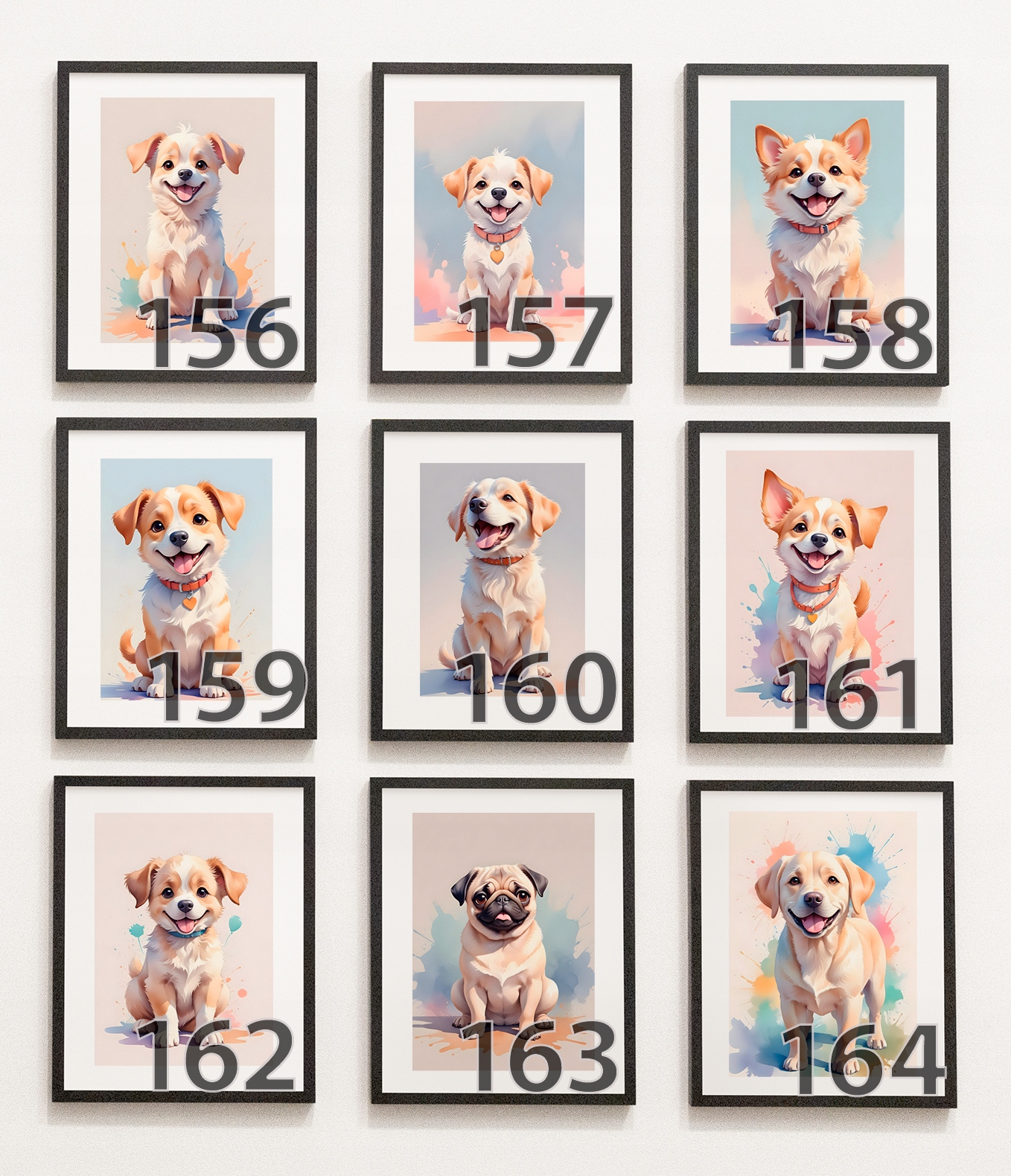 3 obrazki do pokoju dziecięcego A4 plakaty psy pieski na prezent imię Płeć chłopcy dziewczynki unisex