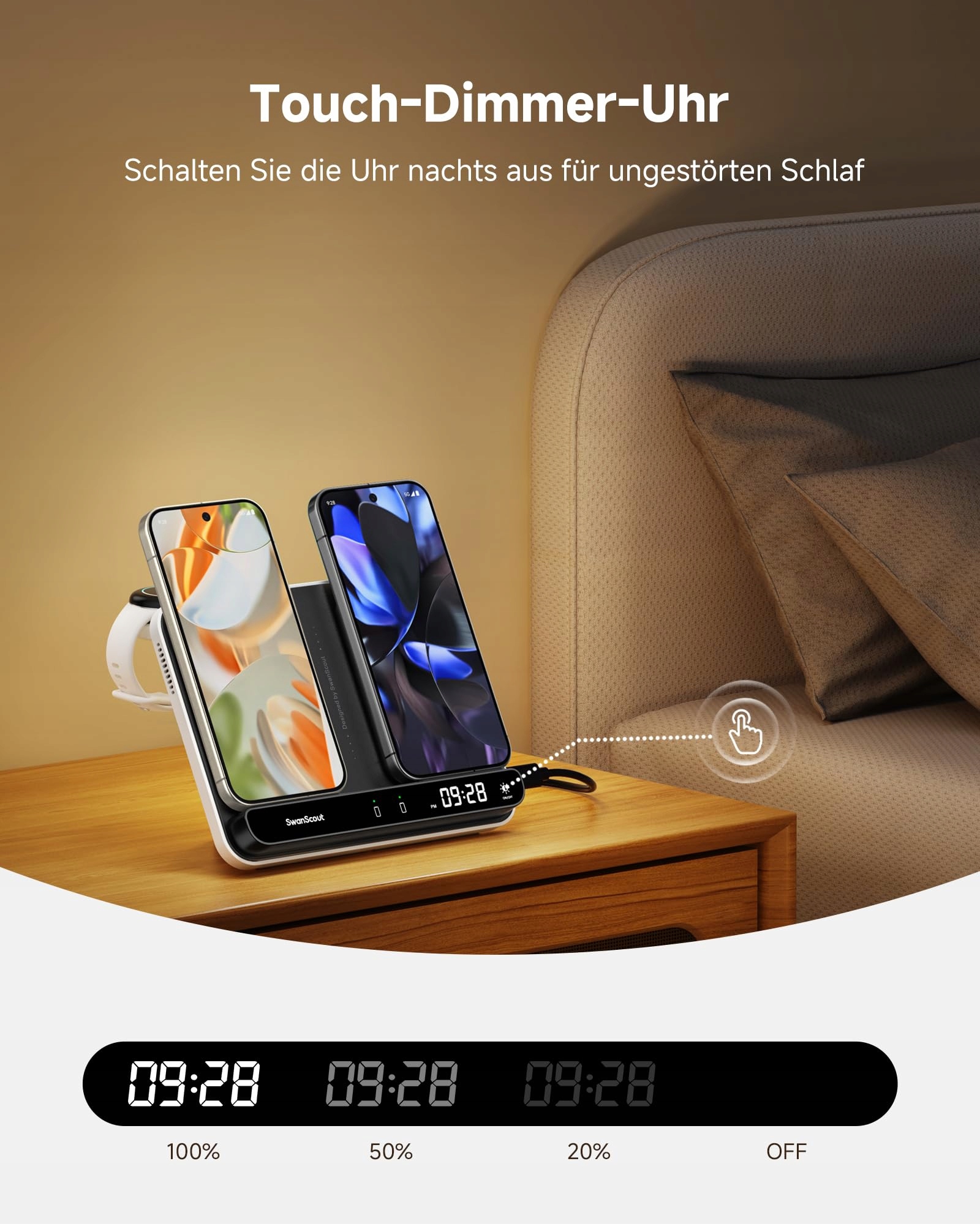 SWANSCOUT Stacja Ładowania Dla Pixel Watch 3/2 Fitbit Versa 4/3 Sense 2 — miniatura 5