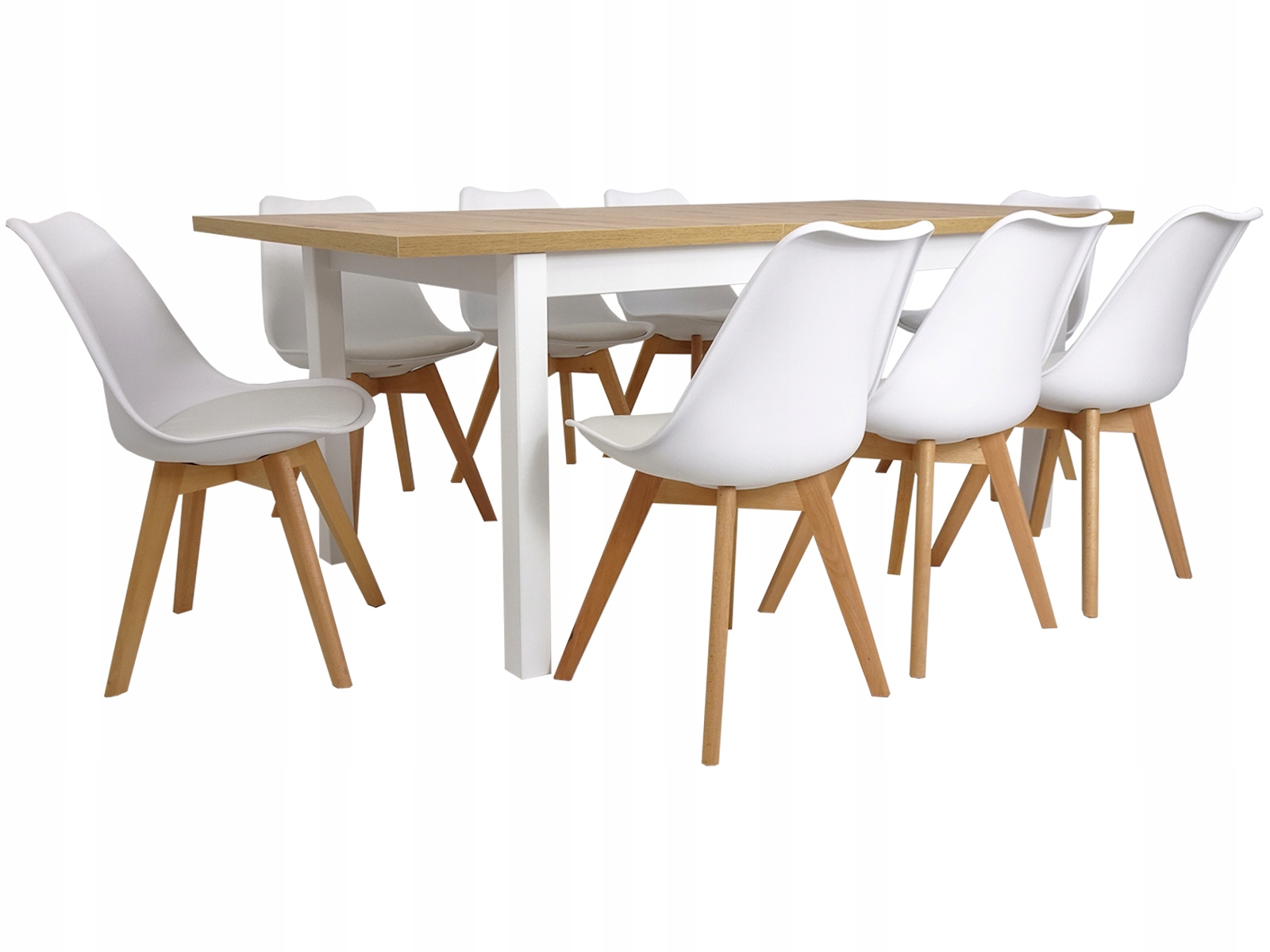 Duży zestaw STÓŁ KUCHENNY i 8 krzeseł SKANDYNAWSKI