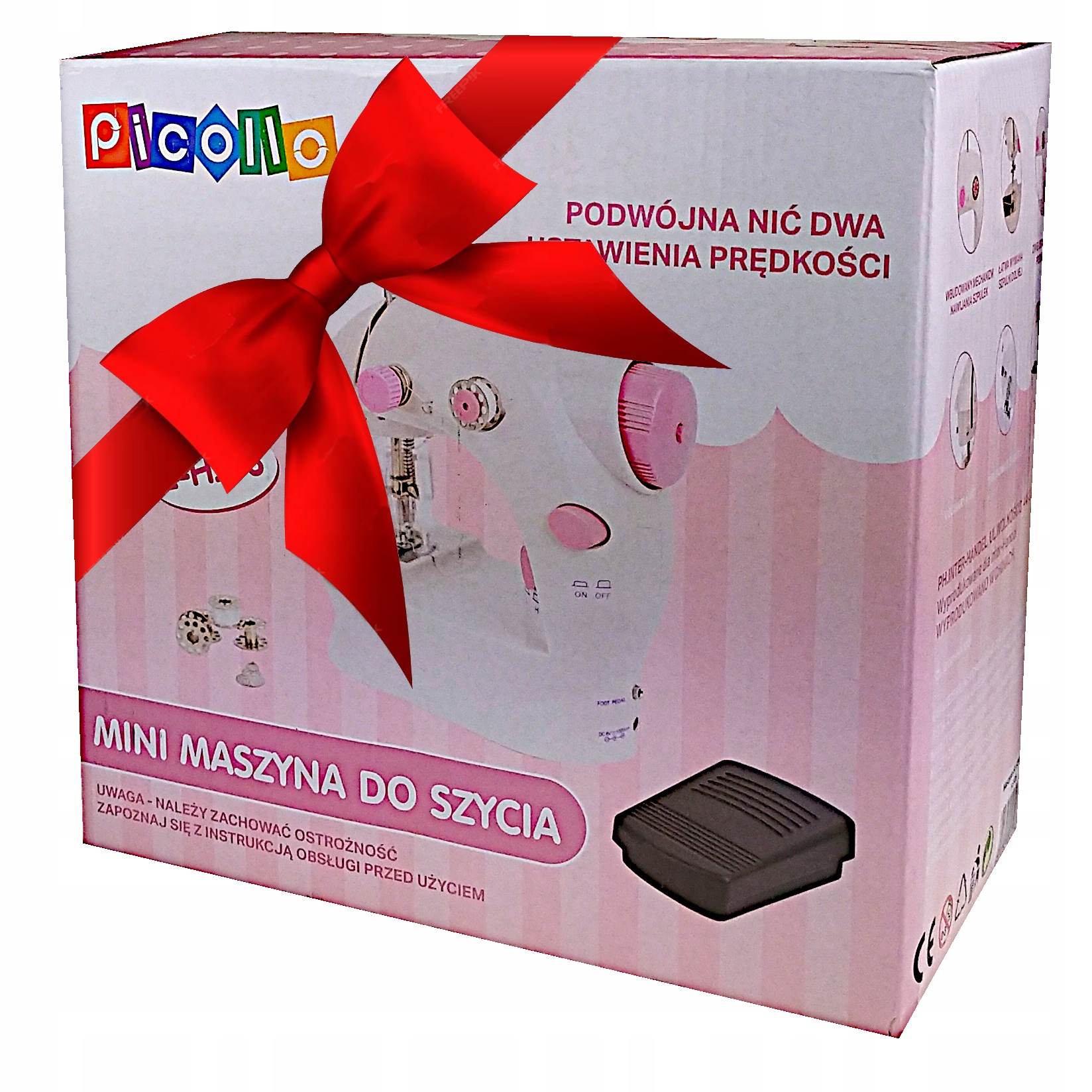 PRAWDZIWA MASZYNA DO SZYCIA DLA DZIECI Z OSŁONĄ NA PALCE + IGŁA NICI LAMPKA Baterie 4x AA