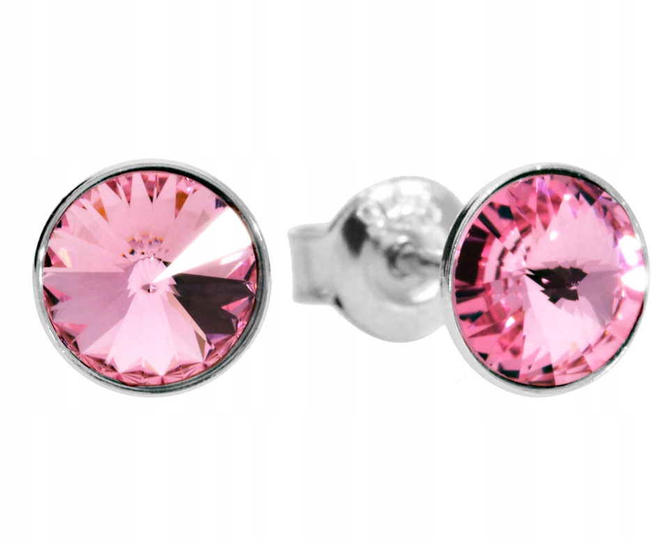 

Kolczyki różowe róż srebro 925 Swarovski sztyfty