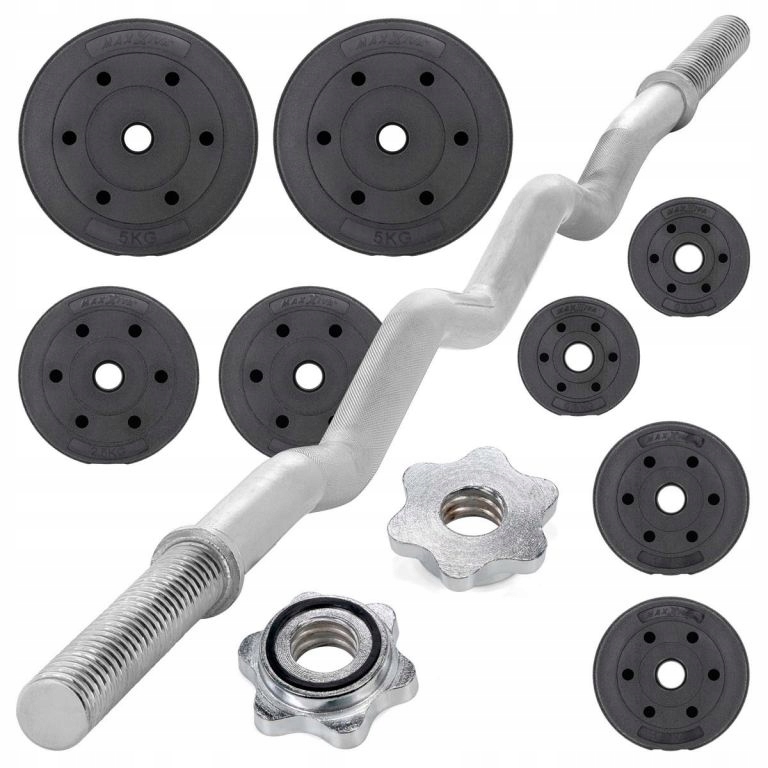 Maxxiva Litinový obouruční set se závažím, 120 cm, 23,5kg