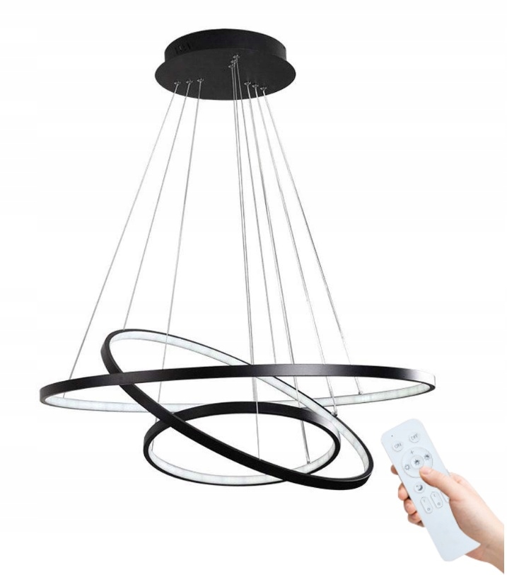 Lampa Wisząca 3 Ringi Sufitowa żyrandol 100W Pilot Tuya Pamięć