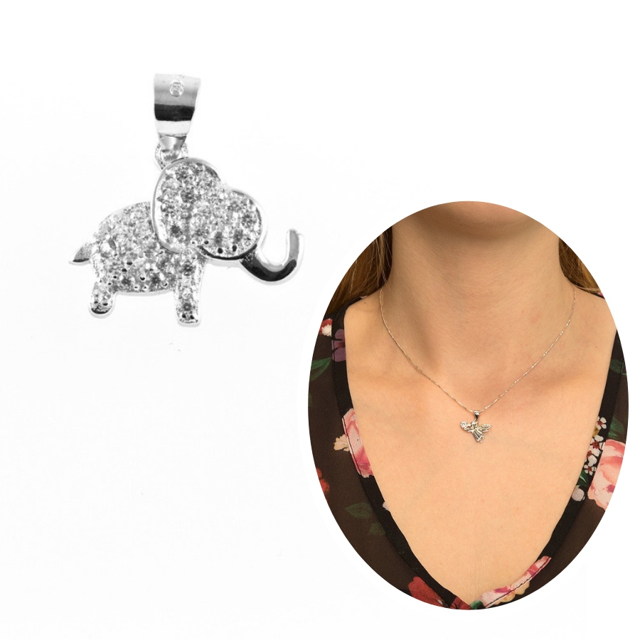 

Zawieszka srebrna słonik z cyrkoniami