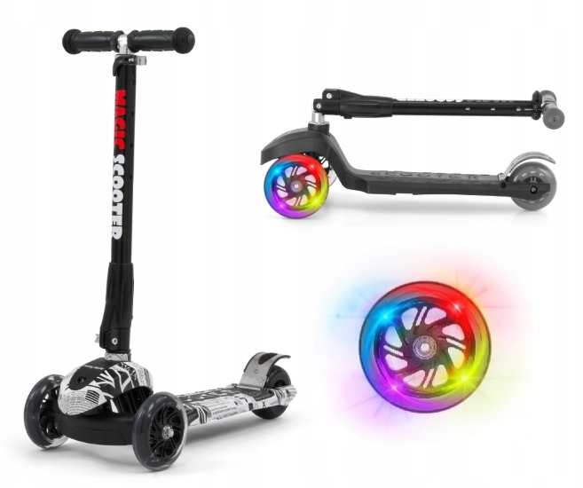 Hulajnoga dla dzieci od 3 lat Scooter Magic Street Styl Czarno Szaro Biała