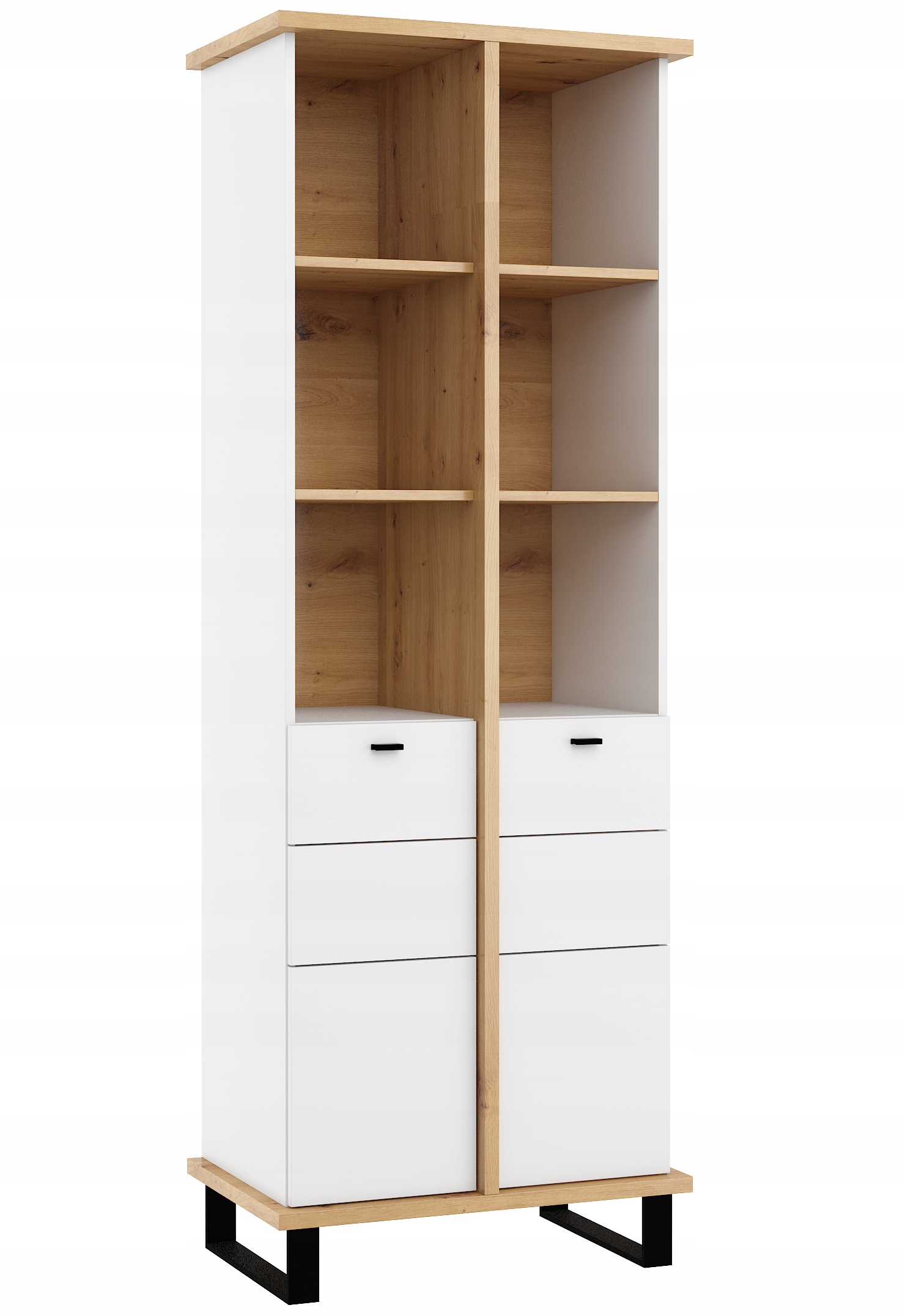 Regálová skříň Cross CRO-15 dub artisan bílý mat