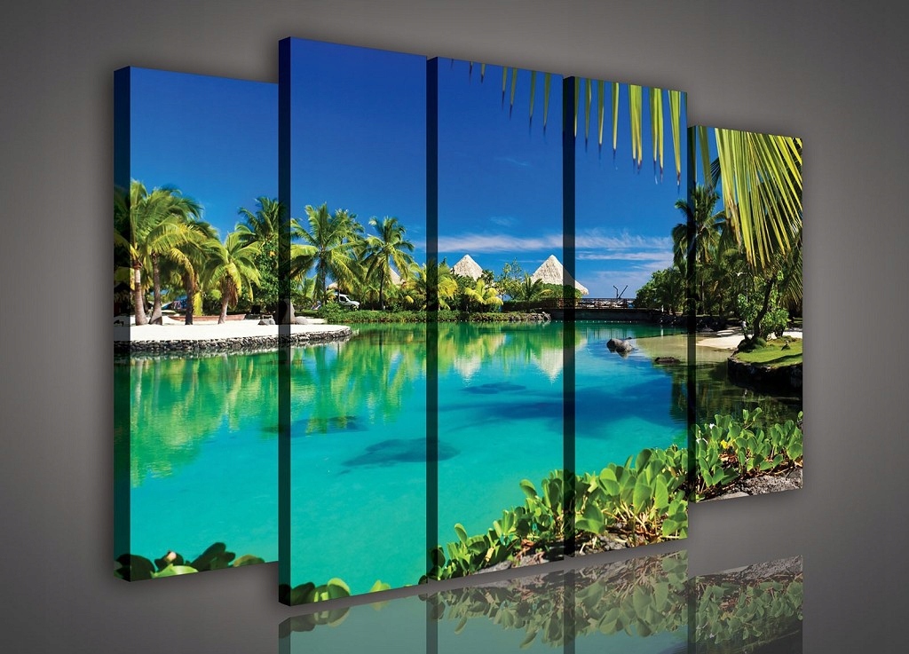 Obraz 150x100 Tropický raj lagúna pláž palmy oceán pokoj slnko príroda