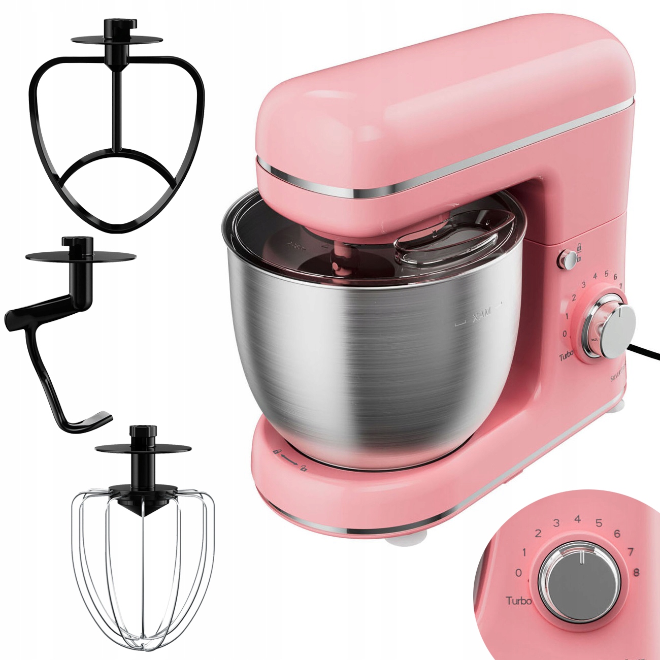 Robot kuchenny planetarny 4w1 SilverCrest Skm 600 W różowy