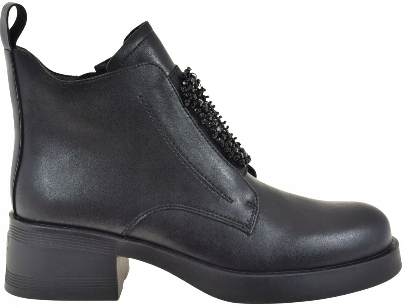 Dámské kotníkové boty S.barski JC52-869 černé kožené módní elegantní pohodlné 37