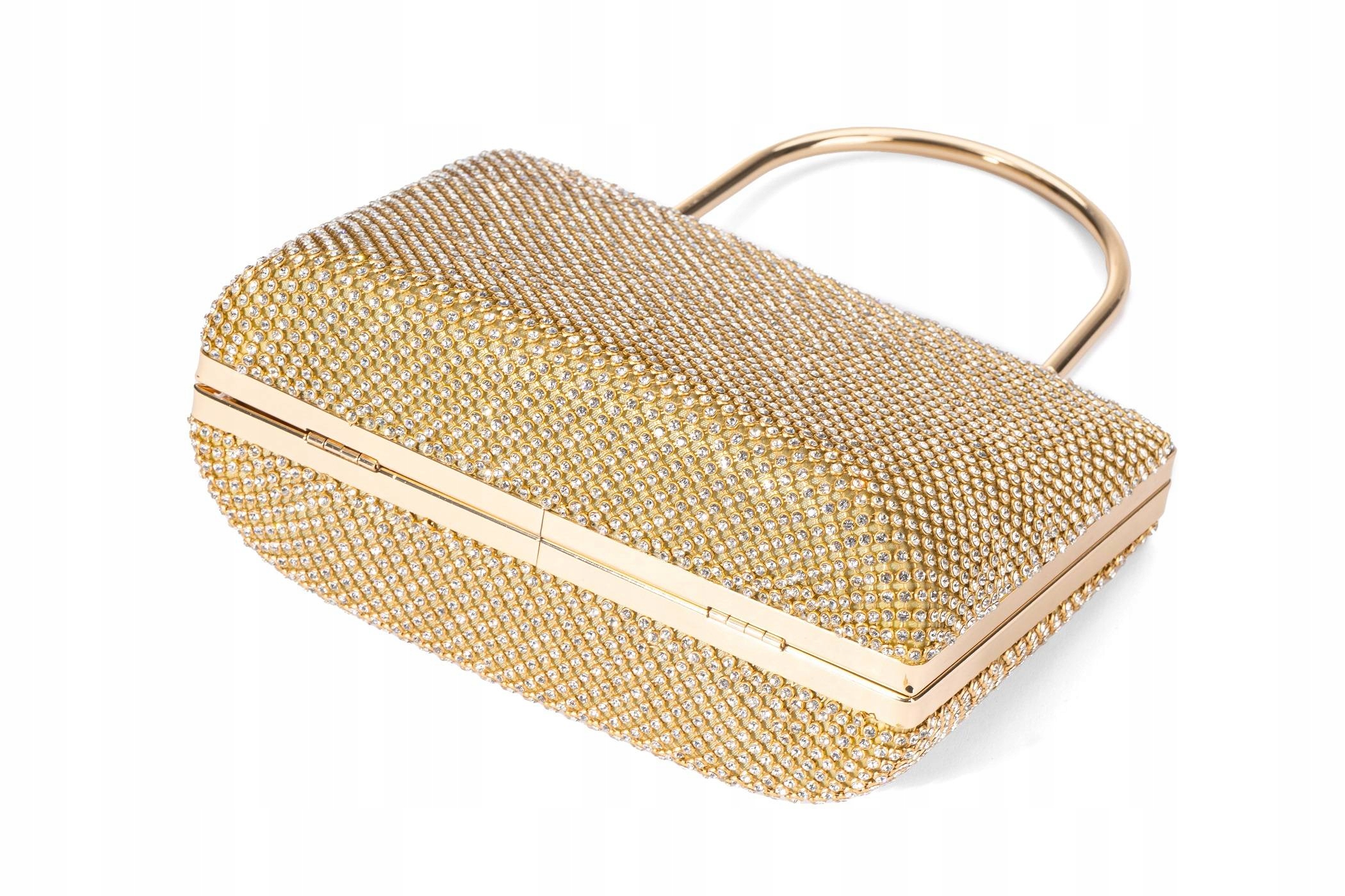 TOREBKA WIZYTOWA PUZDERKO WIECZOROWA ELEGANCKA MAŁA NA ŁAŃCUSZKU ZŁOTA BOX Kolor złoty