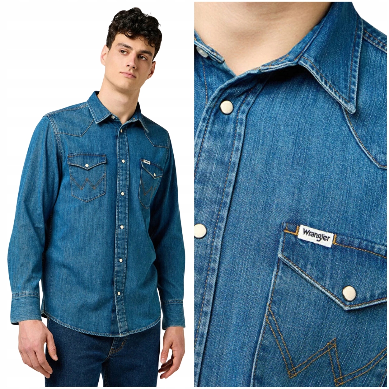 Wrangler Western Shirt Olive Breeze pánská džínová košile Regular Fit S