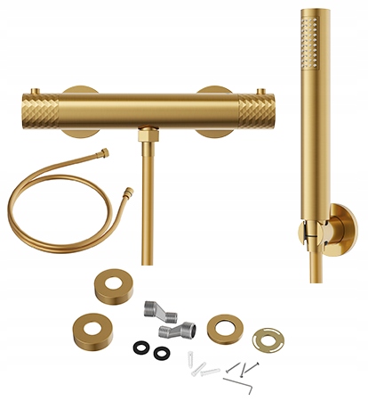 Zlatá sprchová batéria termostatická s kohútikom Glami termostatická, slúchadlá
