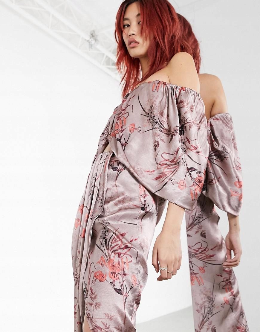 SPÓDNICA SATYNOWA BRĄZOWA PROSTA MAXI 44 XXL 1ACV Rozmiar 44