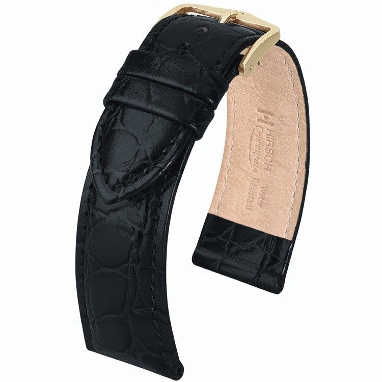 Černý kožený opasek 16 mm Hirsch Crocograin