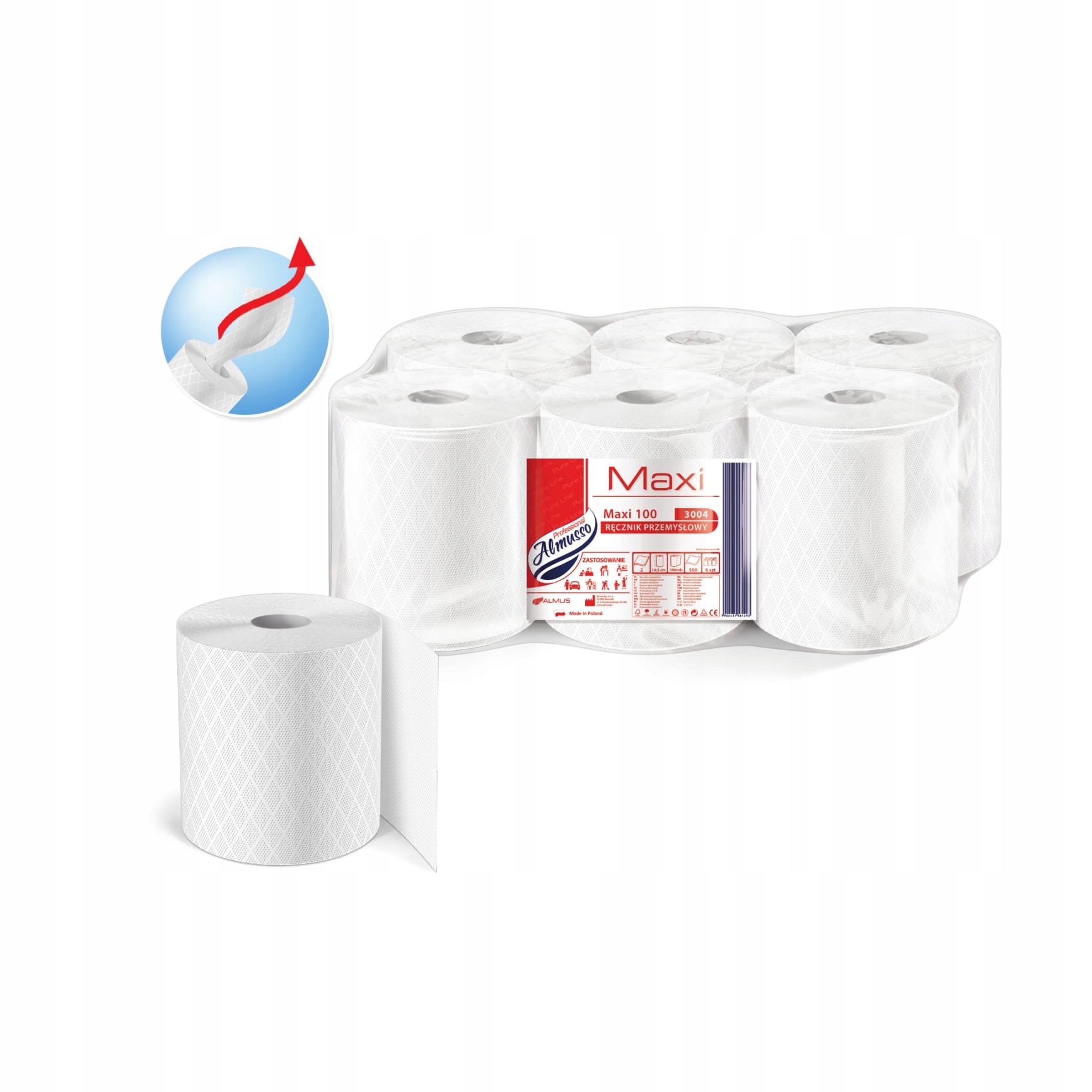 Levně Papírový ručník Maxi Almusso 100 M 6 Ks Bílý