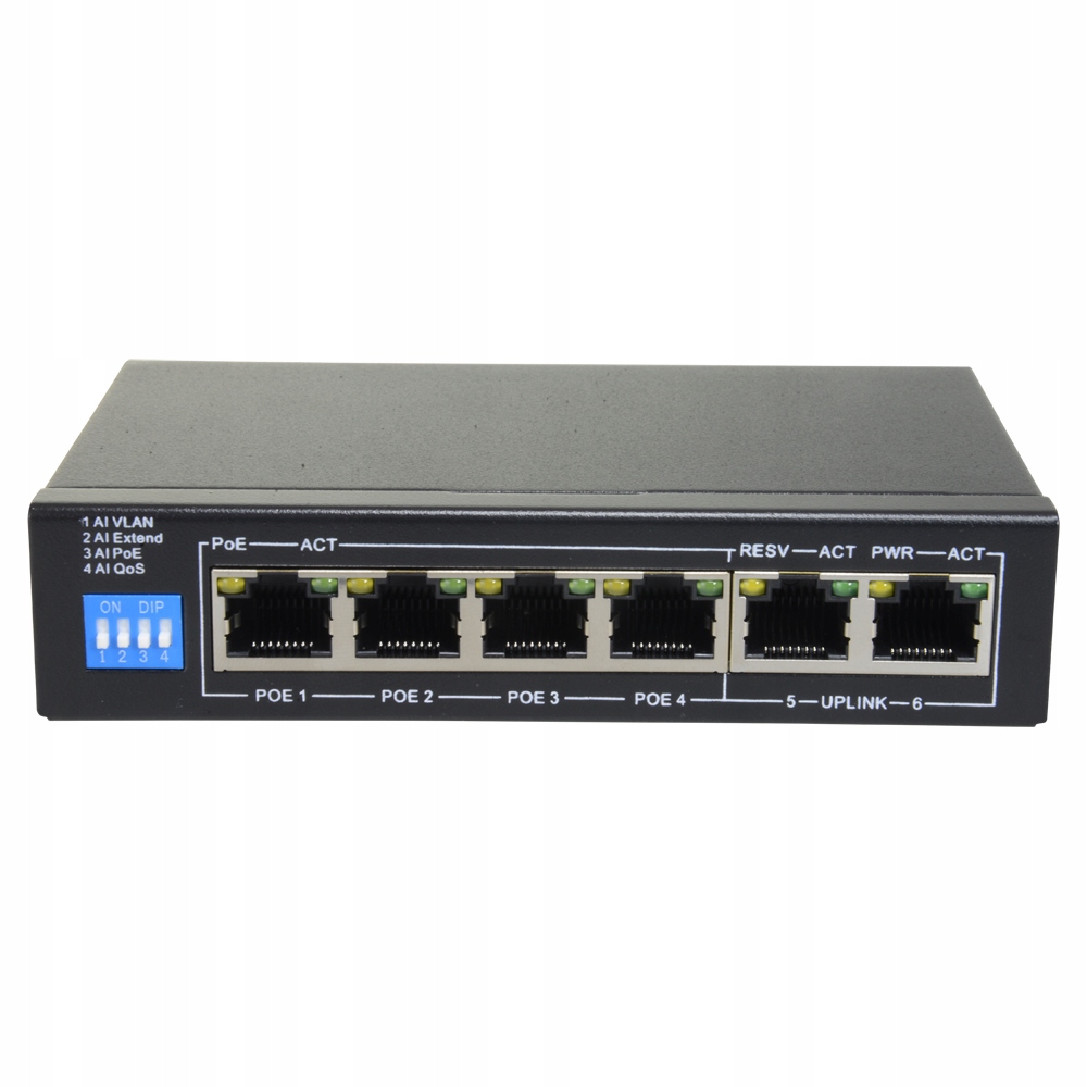Safire Switch 6-port Do Kamer Ip 4x PoE 60W 2x Uplink