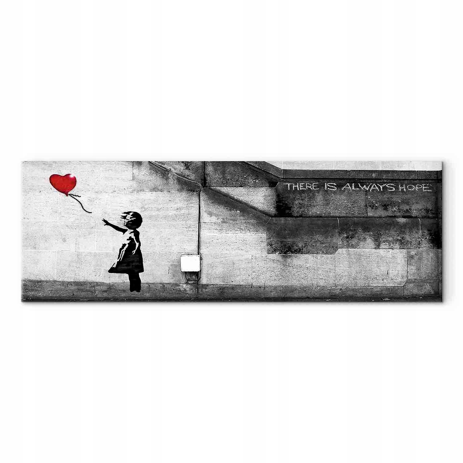 Obraz na plátně Banksy Girl s balónkem Naděje 120x40 cm