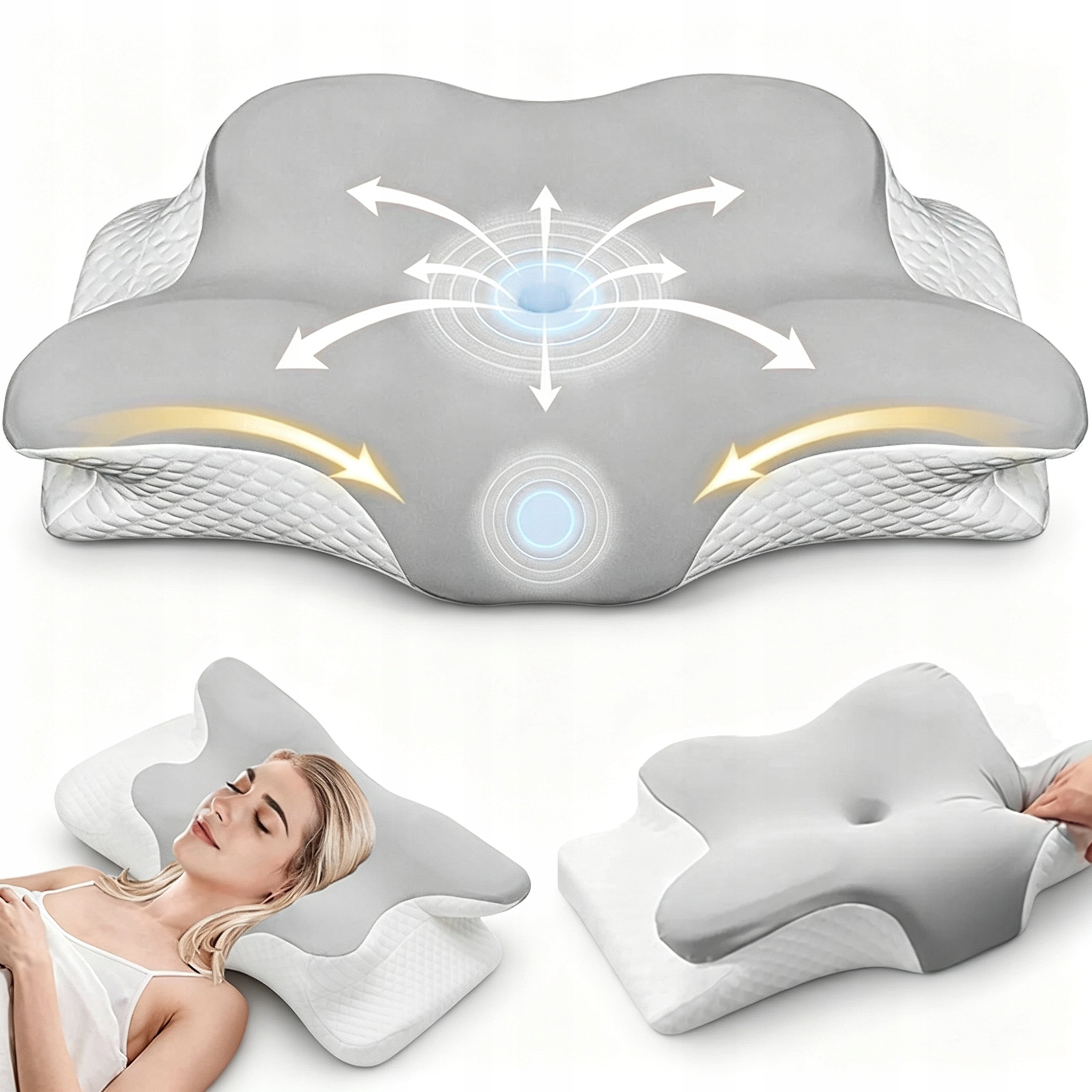 Poduszka Ortopedyczna Memory Foam Motyl Zdejmowana Poszewka I Ergonomiczna
