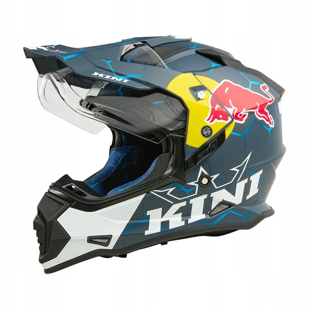 Niebiesko biały kask na Moto Adventure MX Kini Red Bull Adv 1.0 L 59-60cm