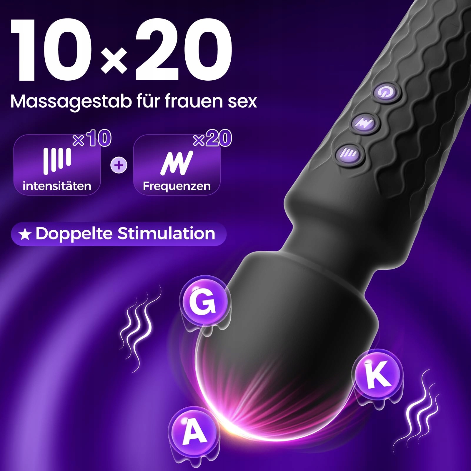 GOBEKEN Wibrator Dla Kobiet Dildo Sterowany Aplikacją 20 Trybów Czarny — miniatura 2
