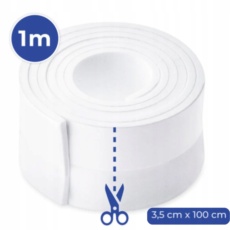 MOCNA USZCZELKA POD DRZWI GUMOWA SAMOPRZYLEPNA TAŚMA - BIAŁA 5M Długość 100 cm