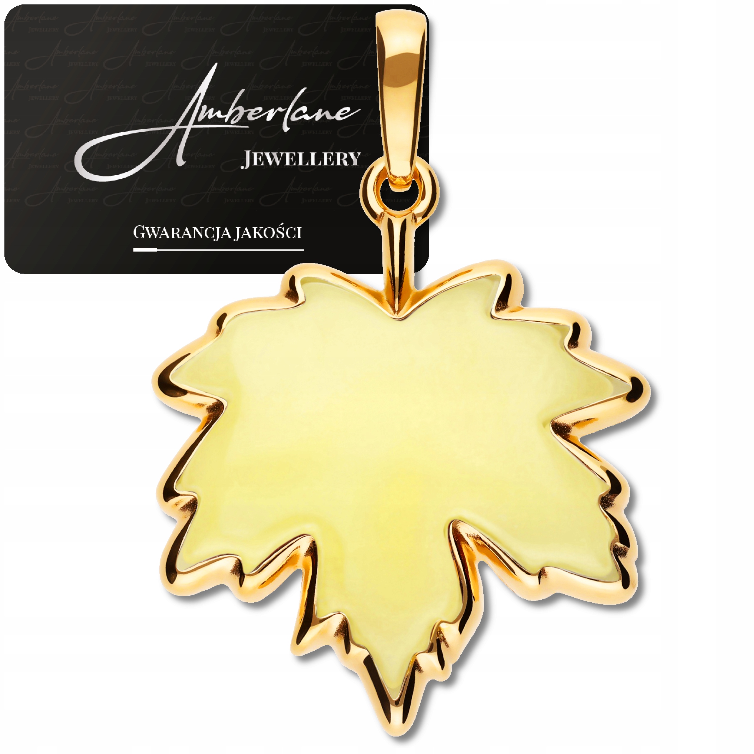 Přívěsek Javorový List stříbro 925 pozlacený s baltským JANTAREM*18k*