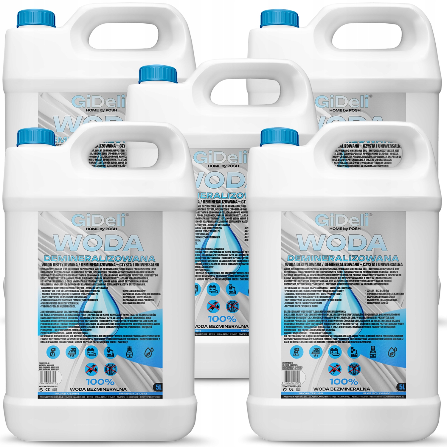 GiDeli Demineralizovaná destilovaná voda 5 x 5 l