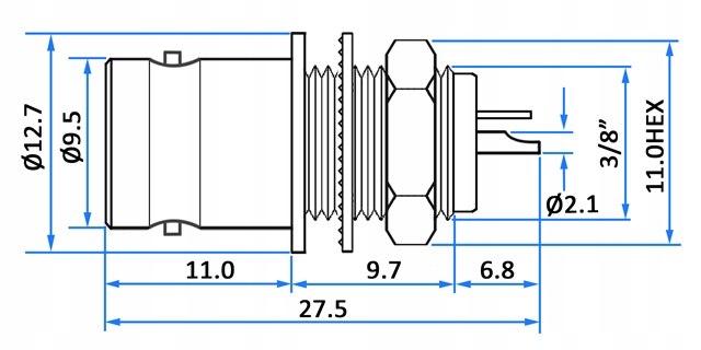 Gniazdo BNC 50Ohm panelowe izolowane lutowane Kod producenta 68365