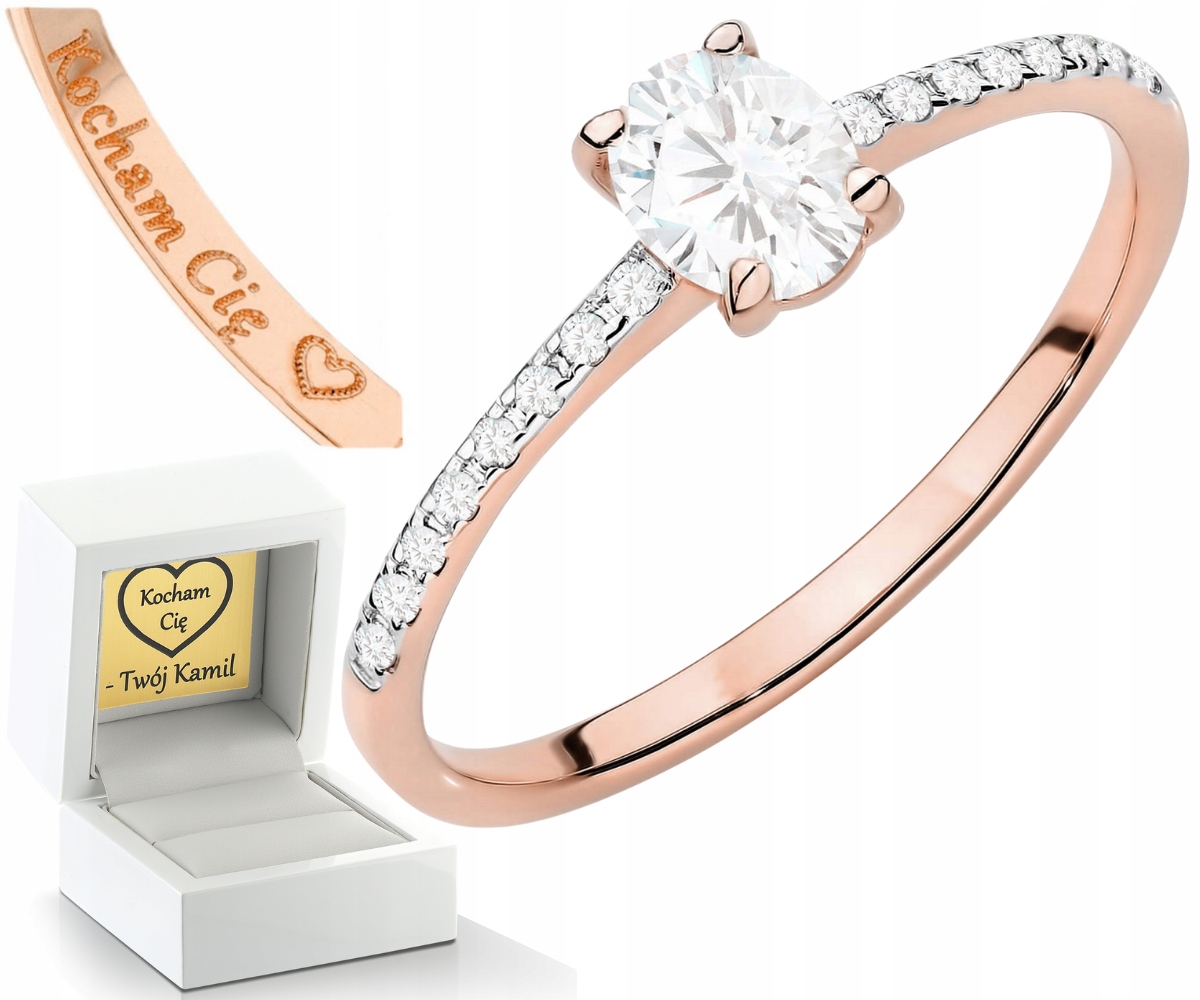 Zlatý Prstýnek Laboratorní Diamanty Gravírování Bonus 585 Růžové Zlato