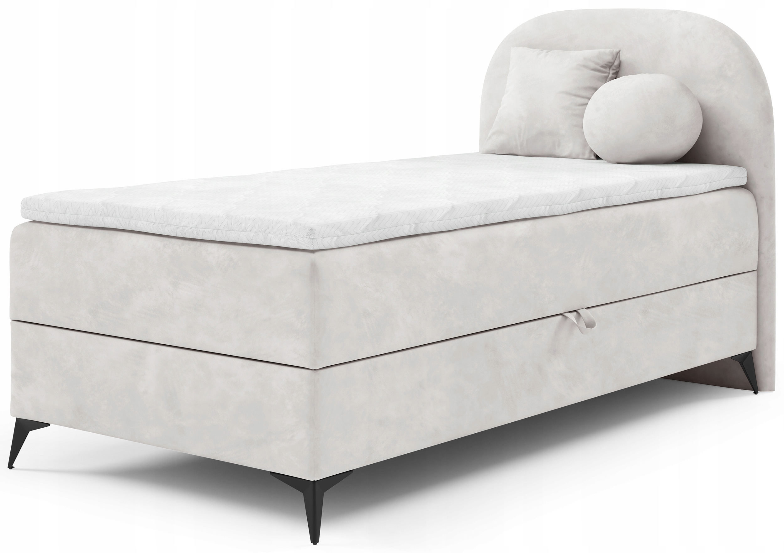 Postel pro mláděž 90x200 cm Lunelle s úložným prostorem, šedobéžová, pravý velur