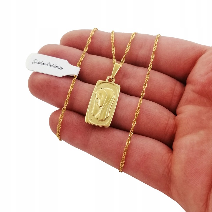 ZŁOTY ŁAŃCUSZEK KOMUNIJNY MEDALIK MATKA BOSKA 925 Stan opakowania oryginalne