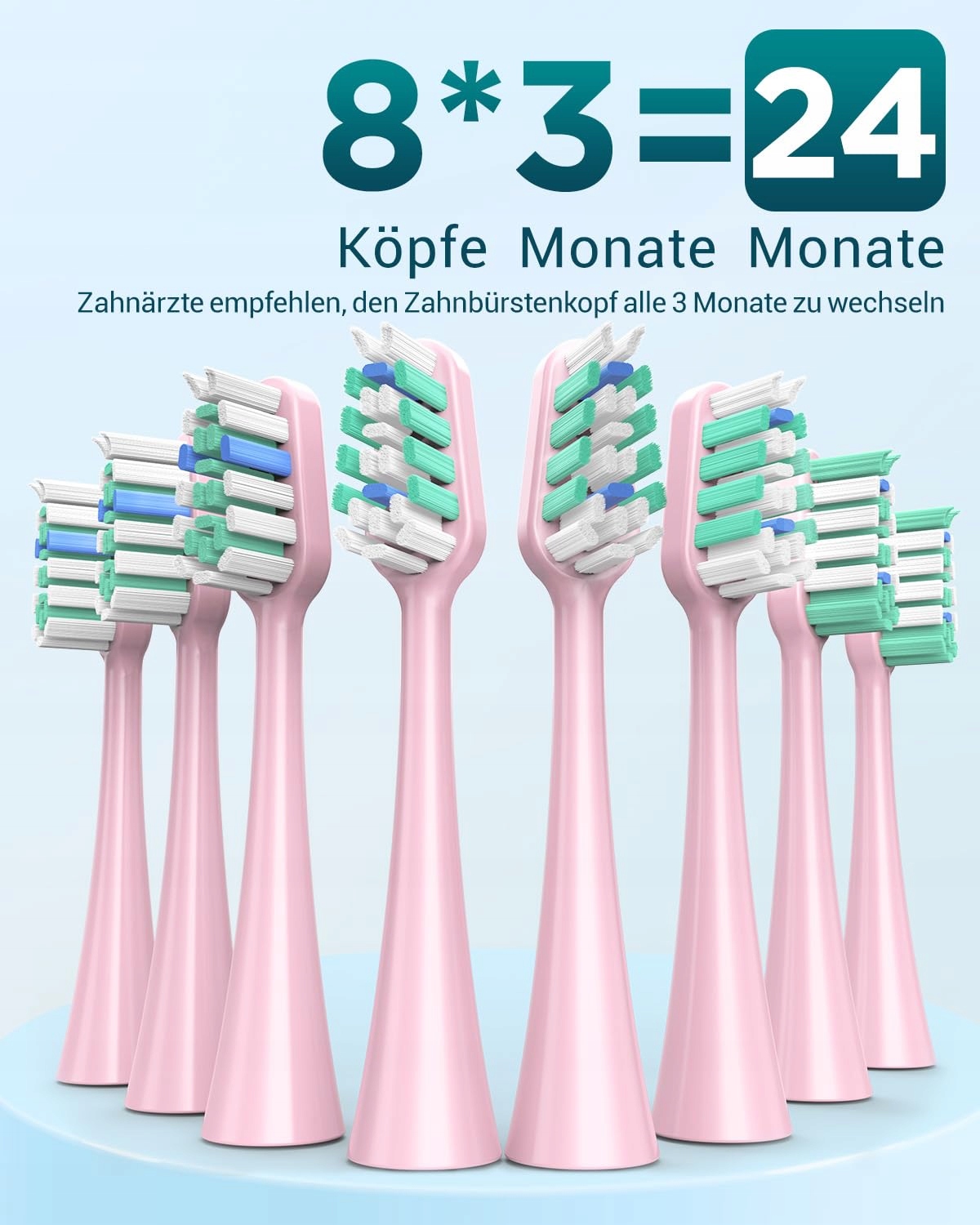 Elektryczna szczoteczka do zębów Różowa z 8 głowicami i 5 trybami 90 dni Pr — miniatura 5