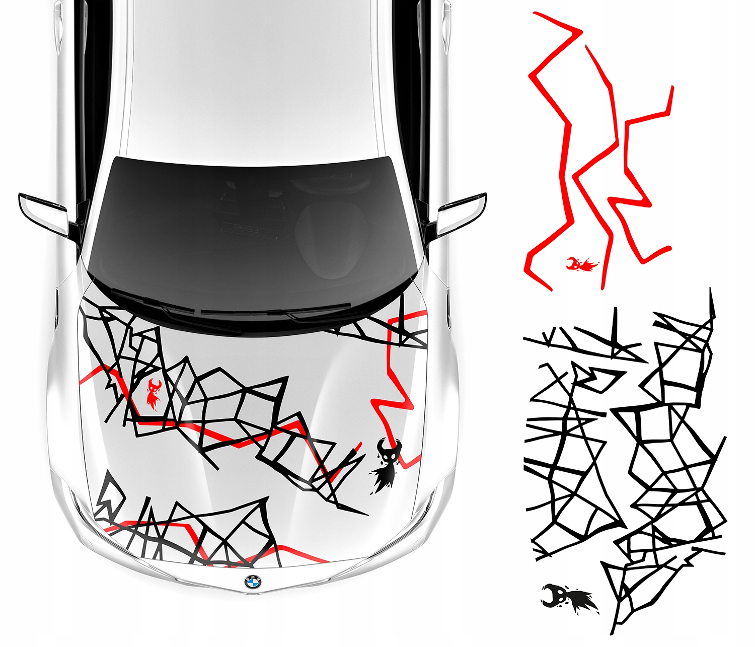 Samolepka Grafika na auto Masku Motiv Síťka Linie Duch Ghost 88x289