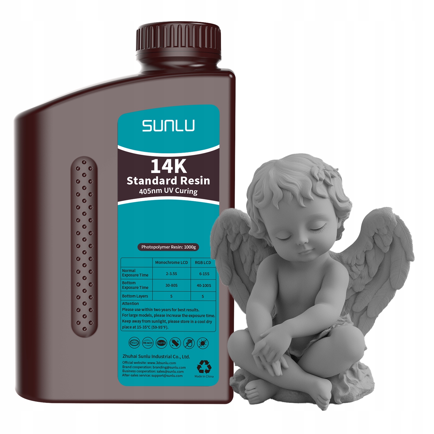 Uv pryskyřice Sunlu 14K Standard Grey Šedá 1 kg 1L pro 3D tiskárnu
