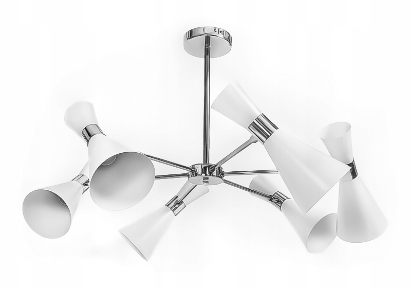 

Lampa wisząca sufitowa żyrandol loft biała srebrna