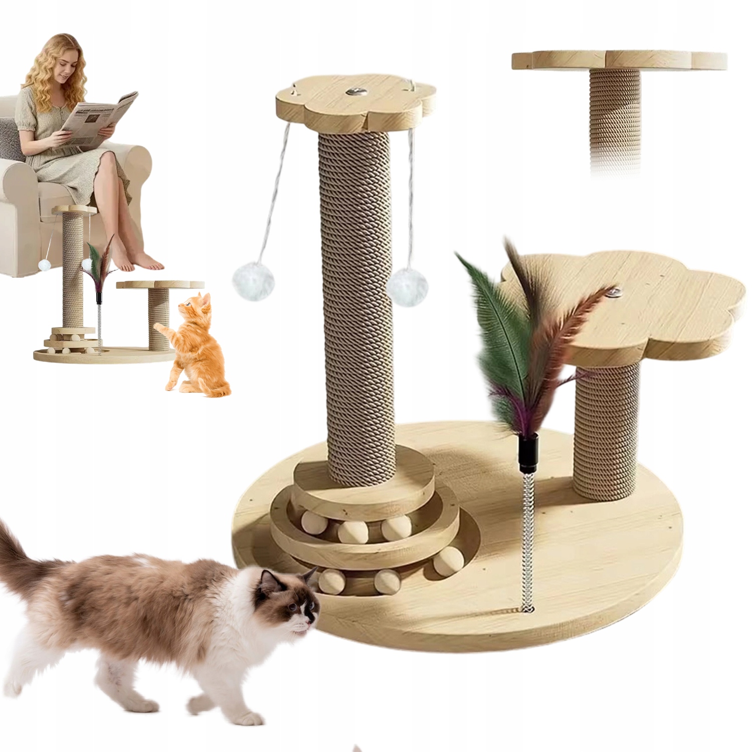 Levně Hrací Věž Pro Kočky Se Dvěma Sloupky A Plošinami