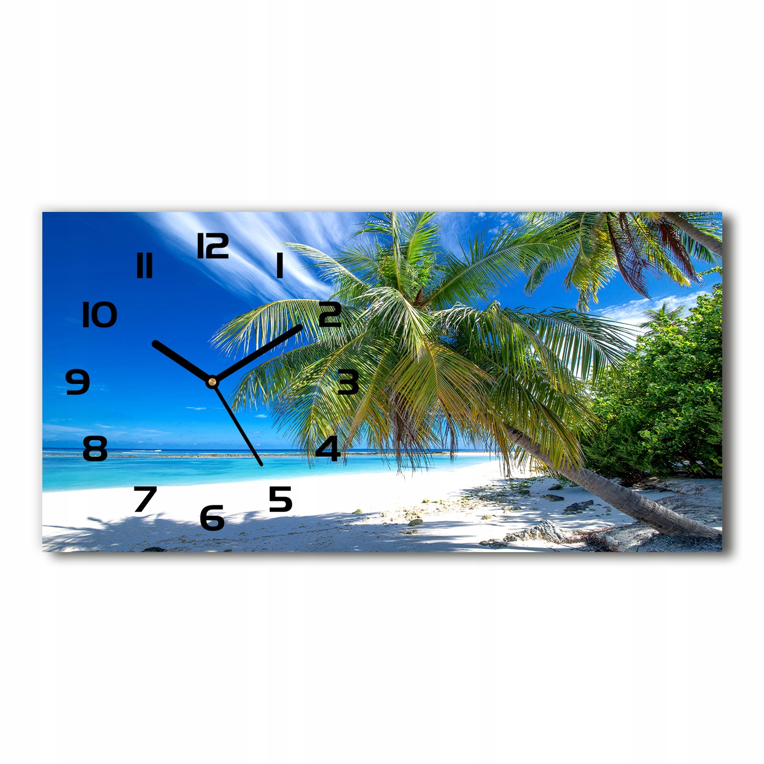 

Zegar ze szkła na ścianę Tropikalna plaża 60x30 cm