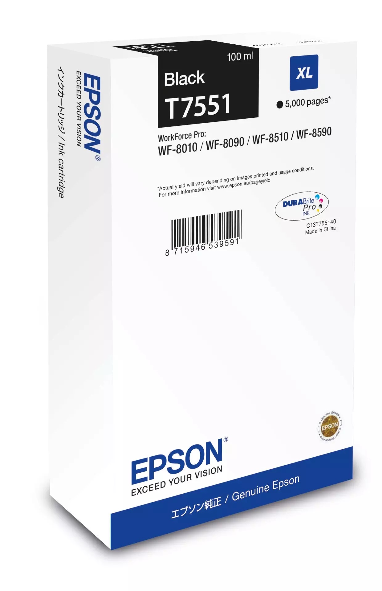 Epson Ink cartridge Black DURABrite Pro, size XL C13T75514N