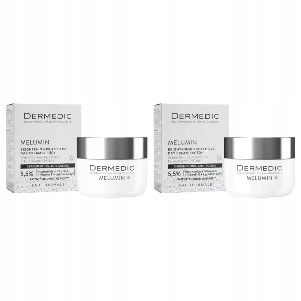 2x Dermedic Melumin SPF50+ Ochronny krem rozjaśniający na dzień, 50 ml
