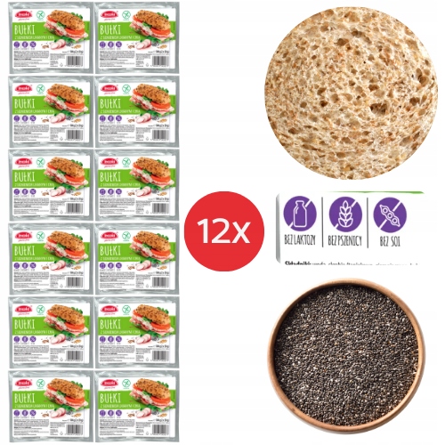 Levně 12x Bezlepkové rohlíky se semínkem a chii (2x50 g) bez laktózy, sójová pšenice