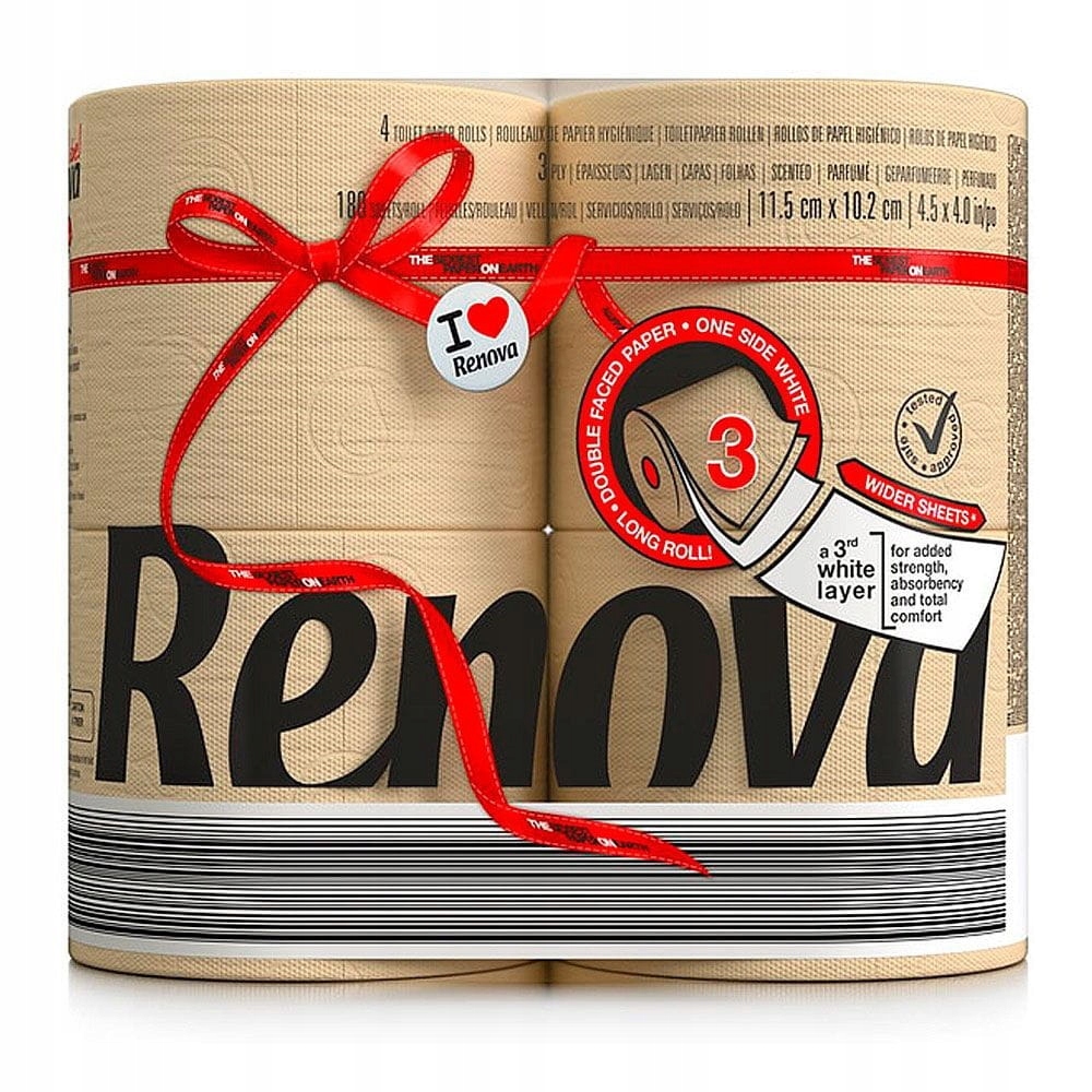

Beżowy papier toaletowy Renova double faced 4 rol