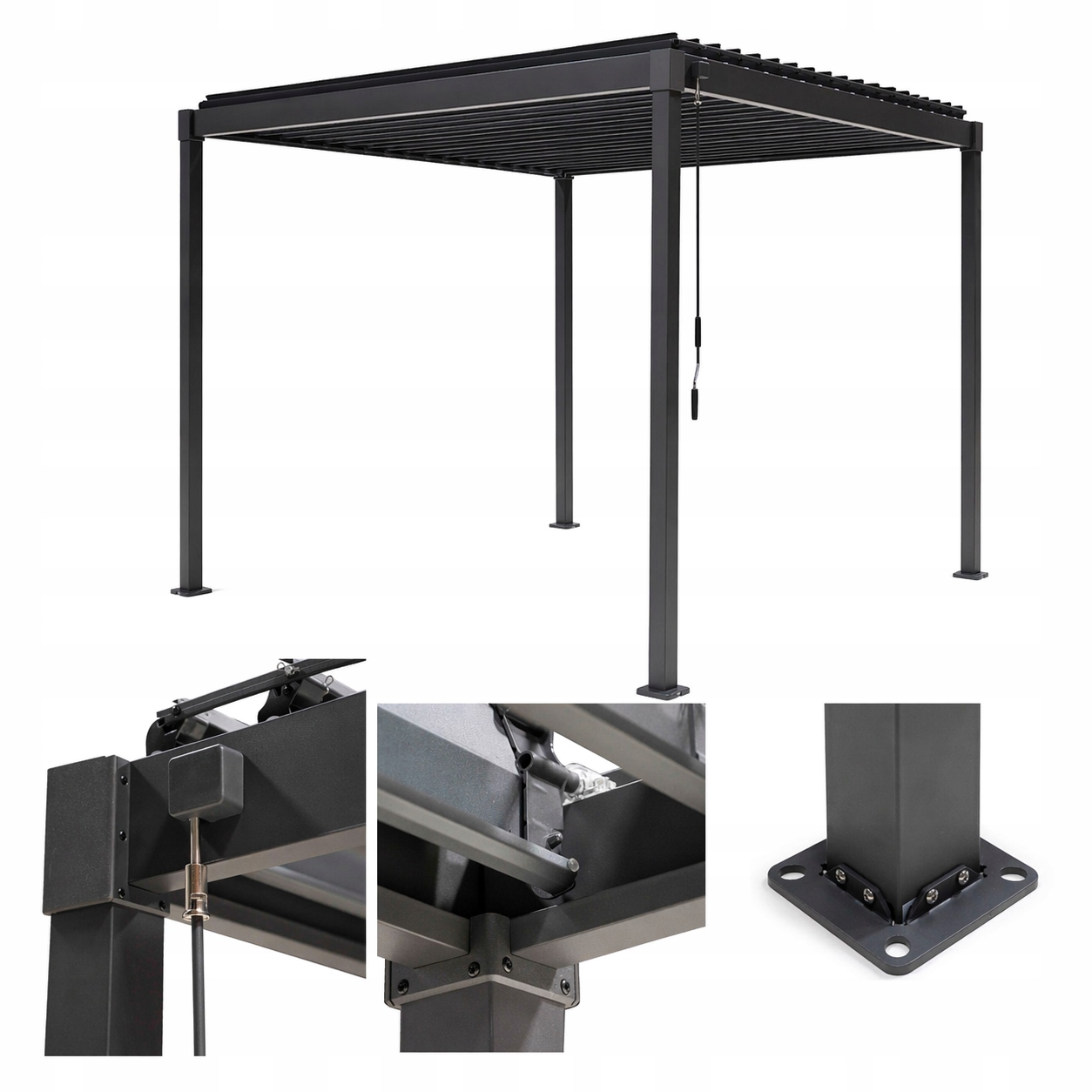 Pergola Aluminiowa 3x4m Altana Antracyt Dach Regulowany Carport