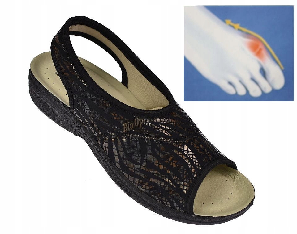 Dámské sandály na halušky lycra zdravotní kůže stélka S-1474 bk vel 37