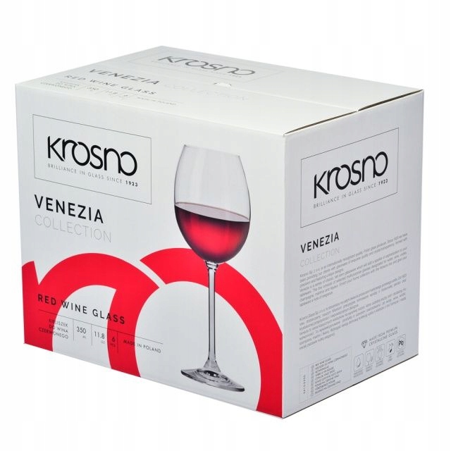 Kieliszki do wina czerwonego 6 szt. 350 ml Venezia Marka Krosno