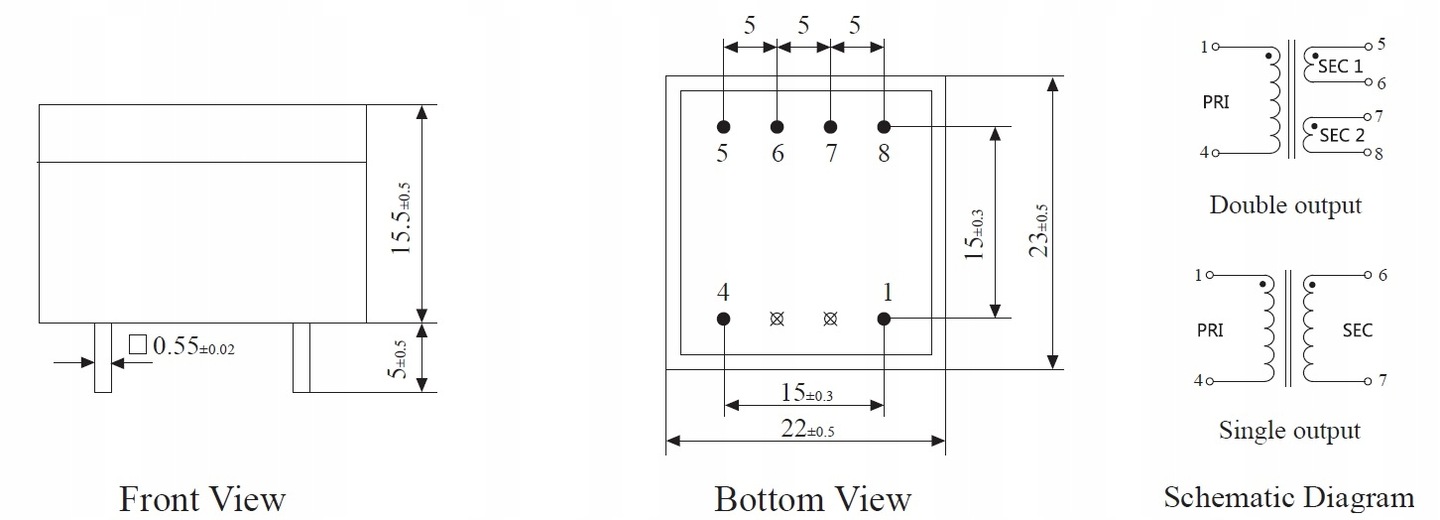PE2006-M-0.35VA-230V/18V Transformator PCB EAN (GTIN) 7730356045457
