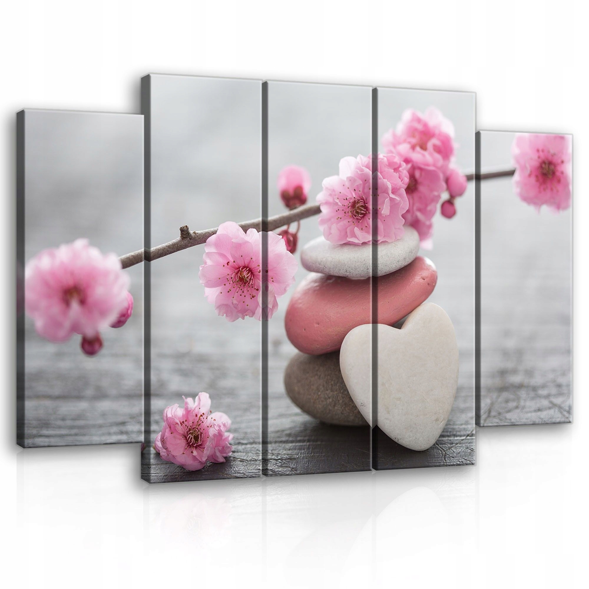 Obraz 150x100 Zen pokoj harmónia sakura kamene vyváženie príroda ružová