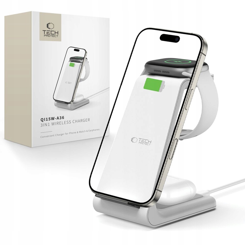 A36 3v1 Bezdrátová indukční nabíječka Qi pro iPhone Apple Wacth